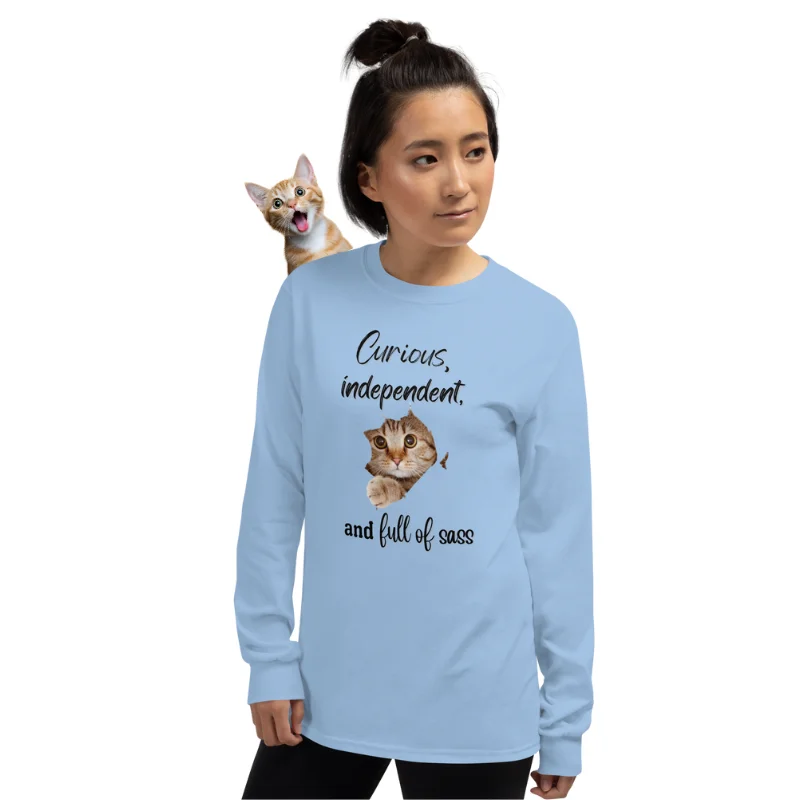 light blue long-sleeve tee