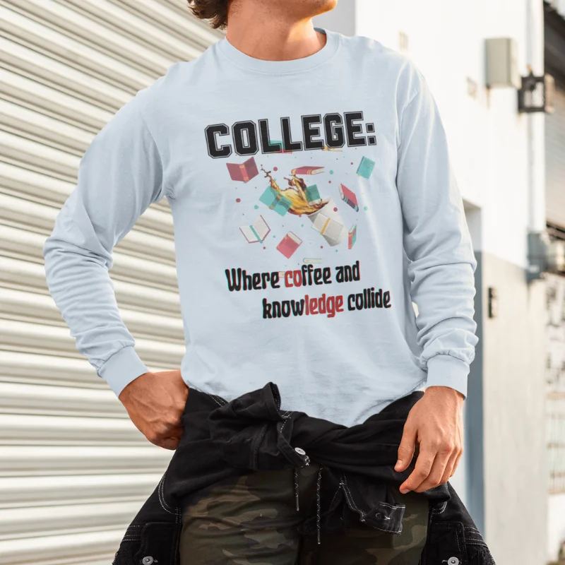 light blue long-sleeve tee