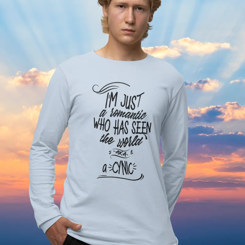 light blue long-sleeve tee