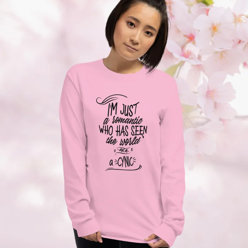 light pink long-sleeve tee